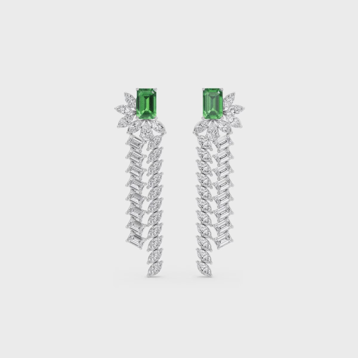 Calista Lab Grown Emerald & Diamond Cascade Earrings