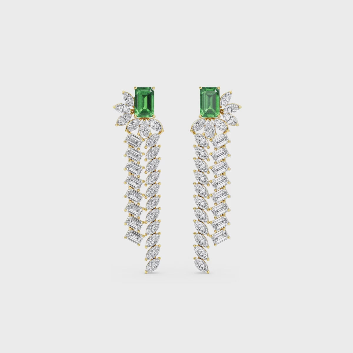 Calista Lab Grown Emerald & Diamond Cascade Earrings