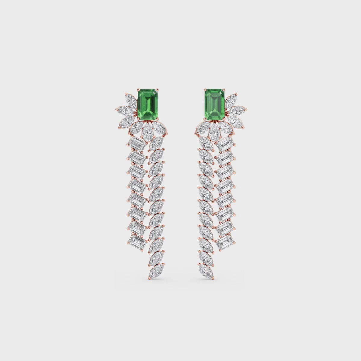 Calista Lab Grown Emerald & Diamond Cascade Earrings