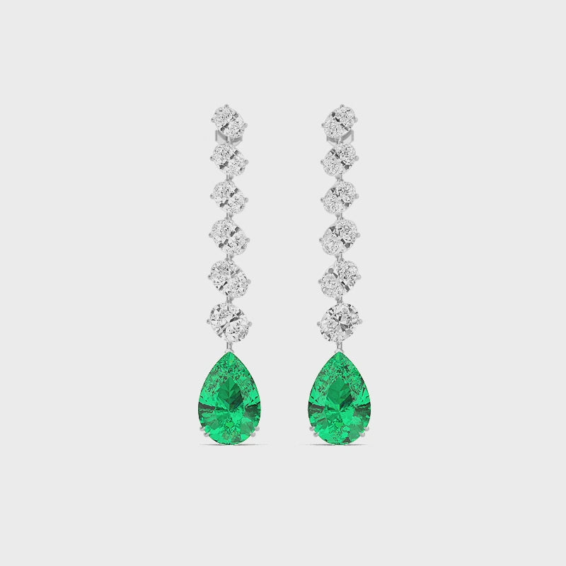 Eirene Lab Grown Emerald & Diamond Drop Earrings